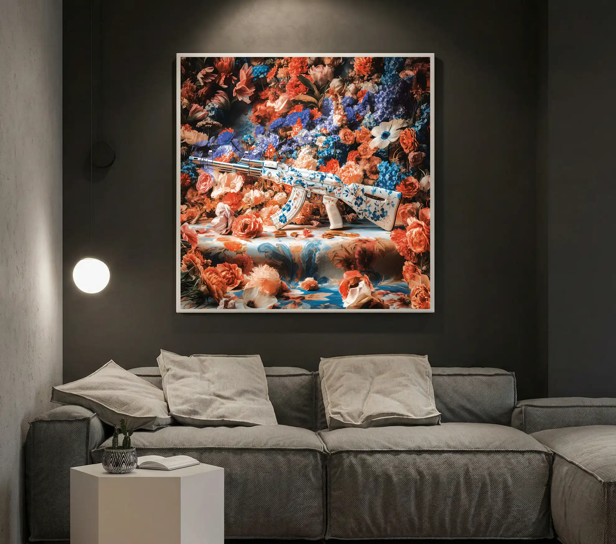 Tablou canvas cu motiv floral artistic, print decorativ Marand expus in living