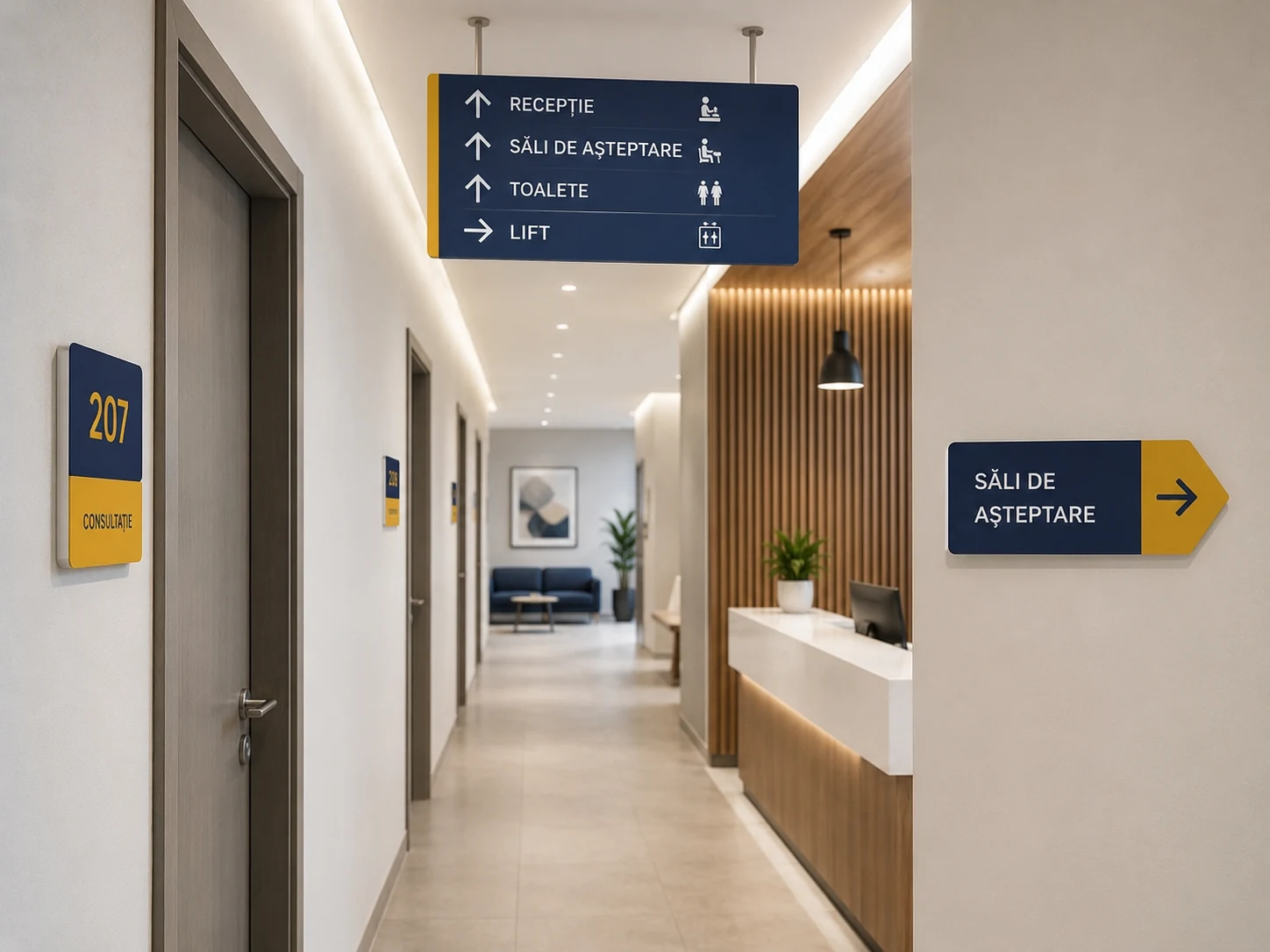Panouri direcționale interior pentru birouri, mall-uri, hoteluri și spații comerciale